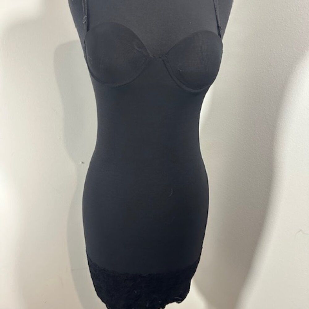 Black Shape FX Chemise Slip Dress with Lace  8314